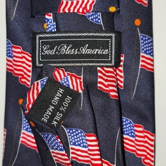 𝅺men's Americana necktie. Patriotic, flags. 100%silk. Handmade - Picture 3 of 3